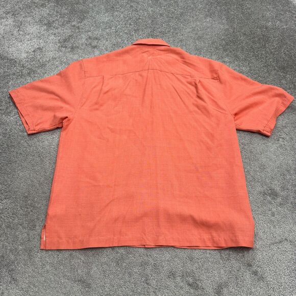 Jamaica Jaxx Silk Vacahun Button Down Shirt Mens Large Coral Short Sleeve Casual - Picture 2 of 16